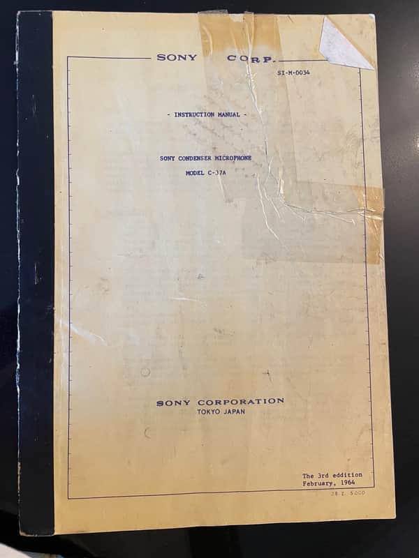Sony C-37 Original Owners Manual C-37 Tube Condenser Microphone 1960s image 1