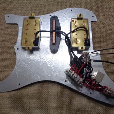 Handmade pre-wired Strat HSH pickguard, with HB split, Treble Bleed & Tele Mode (Neodymium PUPS) image 3