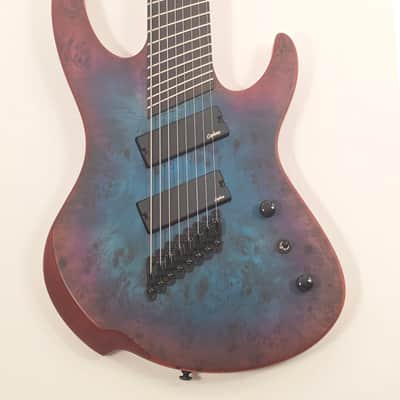 Agile Fan Fret 8 String Electric Guitar INTREPID PRO 82528 EB CA BLUE PURPLE BURL image 2