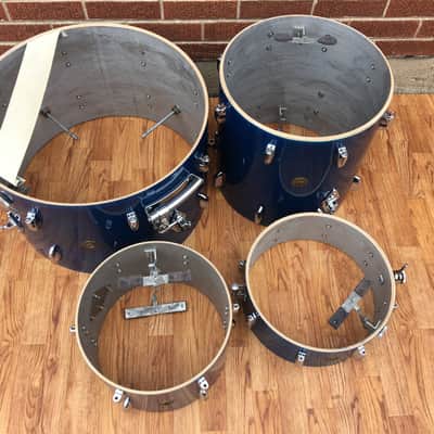 1959/60 Gretsch Round Badge Broadkaster Name-Band Drum Set - Blue Glass Glitter 22/13/16/5x14 Snare image 17