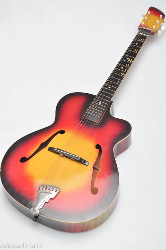 Orpheus 60s Orfeus Vintage Cutaway Jazz Archtop Acoustic Guitar Sunbirst image 1