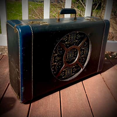 Rotary Connection 12” portable/travel guitar suitcase speaker cabinet. Black/Blue Tolex. Vintage 50’s repurposed case. Unique vintage grill cloth. 12” vintage Pyle 8 ohm speaker. Switchcraft jack 2026 - Black/Blue image 10