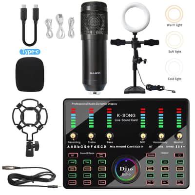 Sound Card Mobile Phone Bluetooth K Song Microphone Condenser Wireless Microphone Sound Card Dedicated Full Set image 12