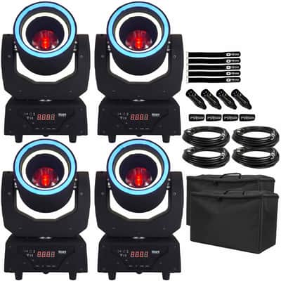 Blizzard Lighting Hypno Beam LED DMX DJ Stage Moving Head Lights 4 Pack w Bags image 1