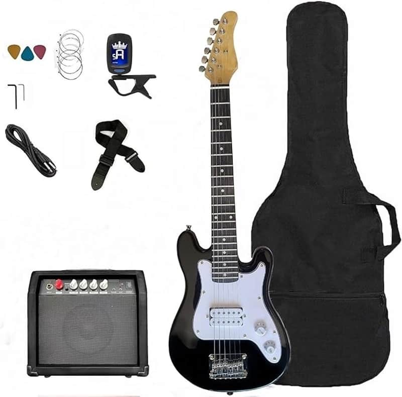 Black 30 Inch Kids Electric Guitar Beginner Kit, Set Includes 20W Amplifier 3 Picks, Shoulder Strap, Tuner, Bag Case image 1