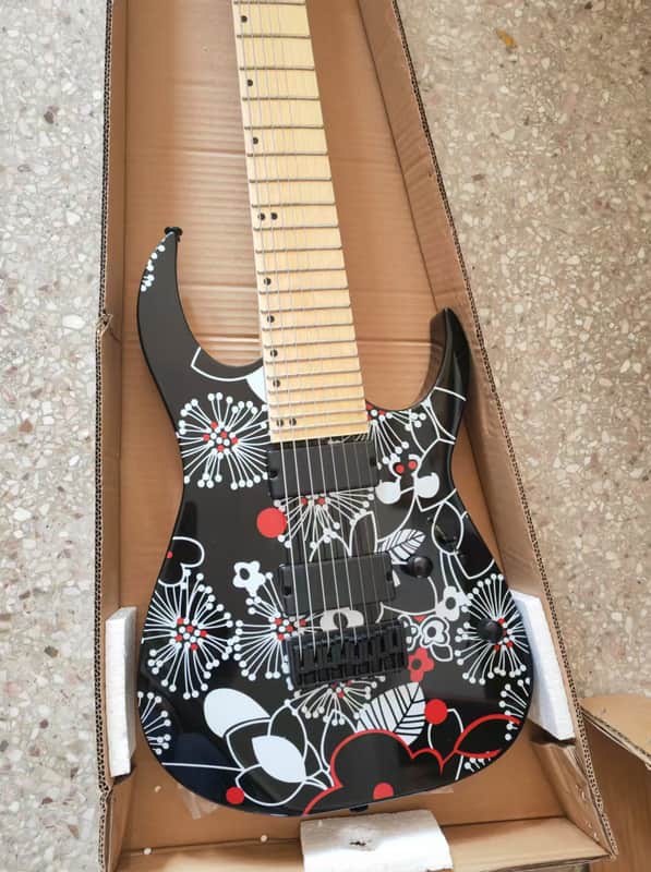 39 Inch 8 String Custom Electric Guitar, Solid Basswood Body, Maple Neck image 1