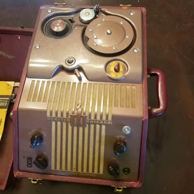 Webster-Chicago Wire Recorder all original 6SN7 6V6 tube amp AlNiCo tiny driver mono 288-1R  1950s - red-brown tolex image 5