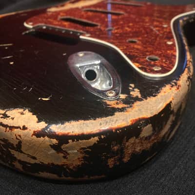 Relic Stratocaster body - Black over Three Tone Sunburst Alder strat body, Jozo Reece guitars image 13