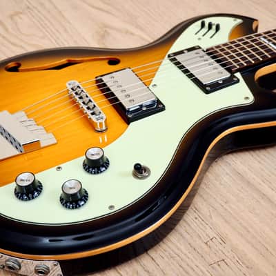 Italia Mondial Deluxe Sunburst Electric Guitar Semi Hollow w/ Piezo image 7