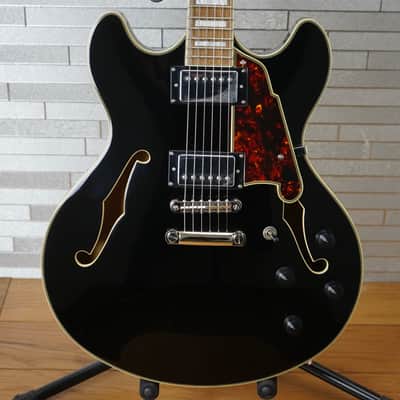 D'Angelico Premier DC Semi-Hollow Double Cutaway - Solid Black image 1