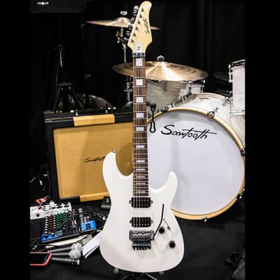 Sawtooth Americana 24 Series ST-M24 Satin White Electric Guitar with Floyd Rose Original, Seymour Duncan Pickups & Pro Series Gig Bag image 6