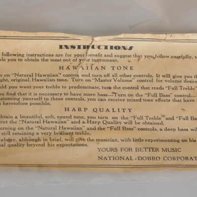 National Electric Hawaiian Lap Steel Electric Guitar (1938), ser. #B1295, original tan hard shell case. image 9