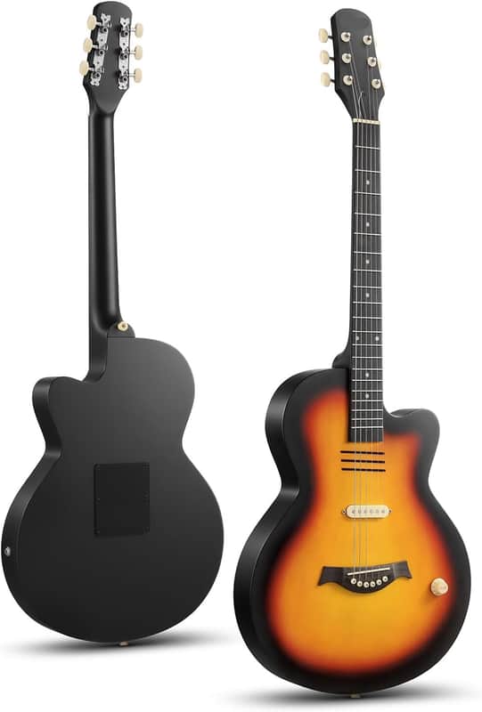 Acoustic Electric Guitar 39-Inch, Cutaway Guitar with Passive Pickup, Gig Bag, Strap, Picks, Tuner, and Capo, Dual Acoustic&Electric Modes, Sunburst image 1