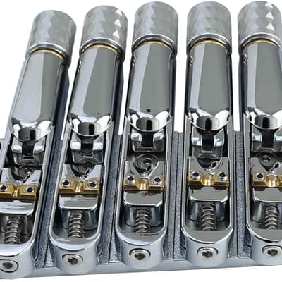 Chrome Headless Electric Bass Bridge 5 String Bass Bridge with Brass Saddles Bass Parts Replacement for 5 String Headless Bass image 4