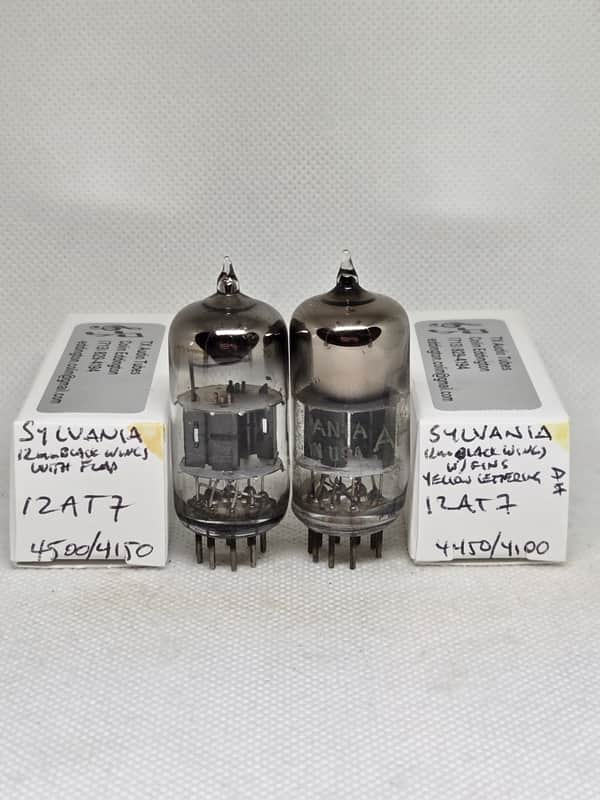 Sylvania 12AT7 Black Plate w/Fins Well Matched (8.8%) Pair NOS 12AT7 ECC81 image 1