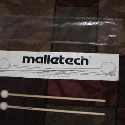 ONE pair new old stock (with packaging) Malletech OR45B Orchestra Series Mallets (Bells, Xylophone, Glock and multi-percussion) 1 and 1/8" Hard Heavy White Ball Heads, Orchestra Length Birch Handles (from around 2019) Made in USA image 1