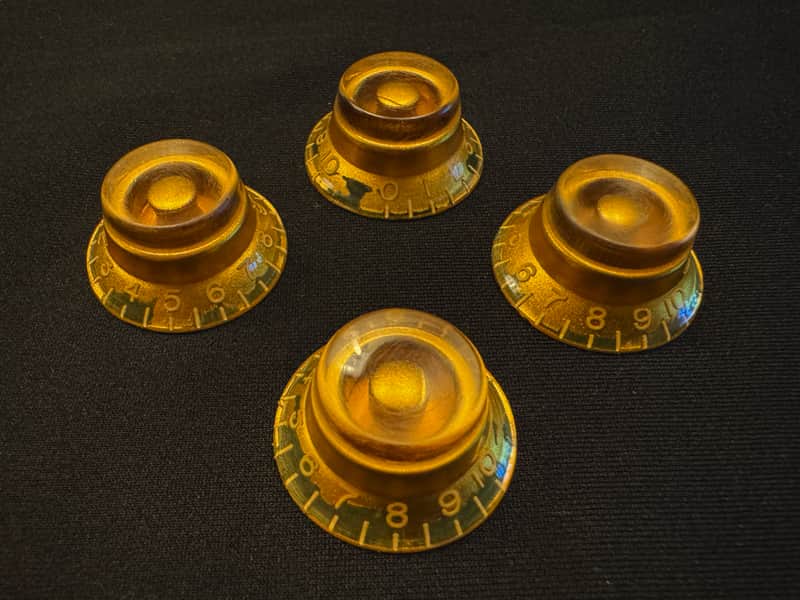 PREMIUM Correct Vintage Spec Butyrate Knobs Heavy Aged Gibson Historic Les Paul 1959 Reissue Custom Shop Embossed Top Hat Knobs Relic Set of 4 image 1