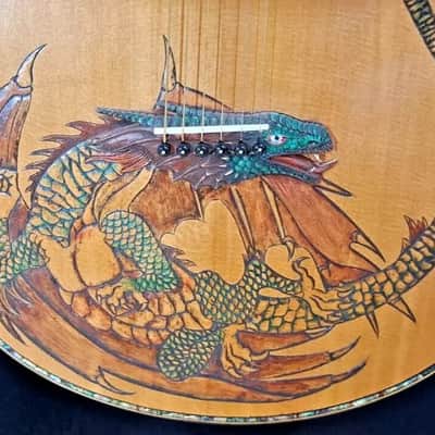 Blueberry Handmade Double Cutaway Grand Concert Acoutic Guitar Dragon Motif image 18