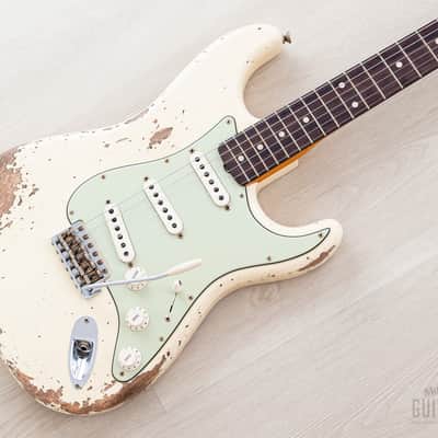 2023 Fender Custom Shop 1961 Stratocaster Heavy Relic Olympic White w/ Case, CoA image 1