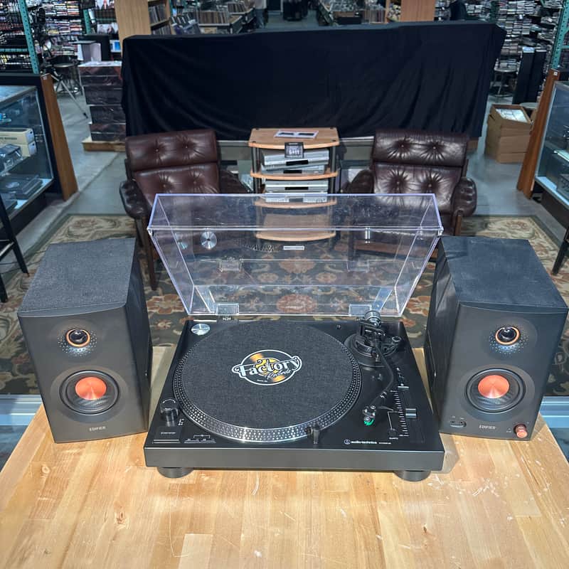 Audio-Technica AT-LP120XUSB-BK Direct-Drive Manual Turntable Package with Edifier MR5 Bluetooth Speakers image 1