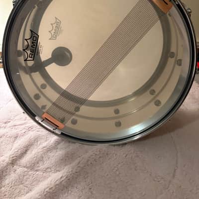 Ludwig No. 402 Supraphonic 6.5x14" 10-Lug Aluminum Snare Drum with Pointed Blue/Olive Badge 1969 - 1979 - Chrome-Plated image 8