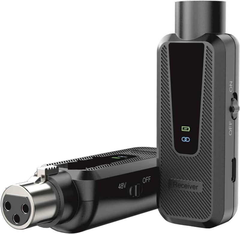 Plug on UHF 900MHz XLR Wireless Microphone Adapter, XLR Wireless Audio Transmitter & Receiver System, 164ft Range, +48V Phantom Power for Mic, Audio Mixer and PA Setup image 1