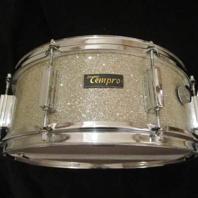 Tempro Vintage 14 X 5 Snare Drum, Silver Sparkle, Made In Japan - Excellent! image 1