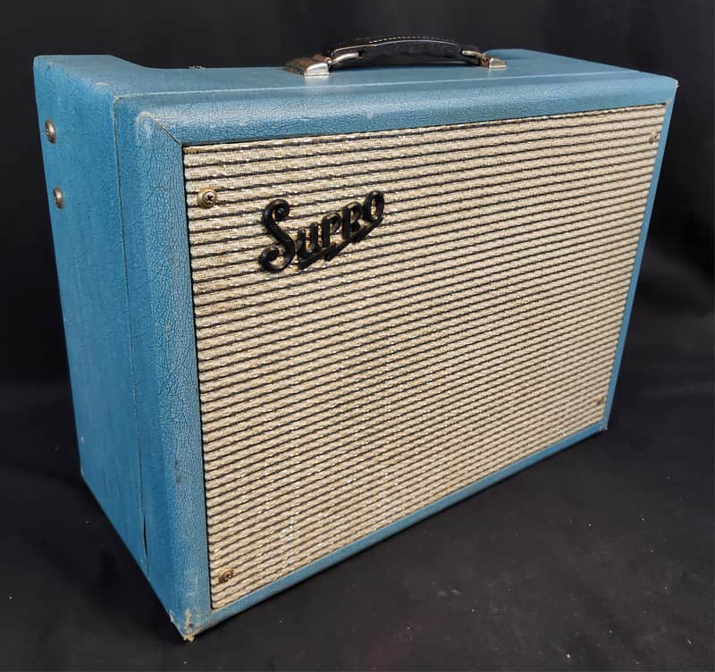 Vintage Supro Valco 1616T CORONADO JR Amp, 1963-64, Trojan Tremolo, Midnight Blue Rhino Hide Tolex w/White Piping image 1