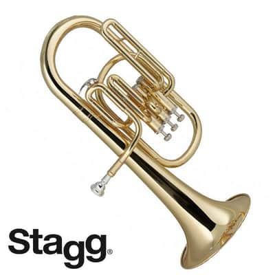 Stagg WS-AH235 Brass Body 3 Valves Eb Alto Horn w/ABS Case & Mouthpiece Silver Plated-Clear Lacquer image 1