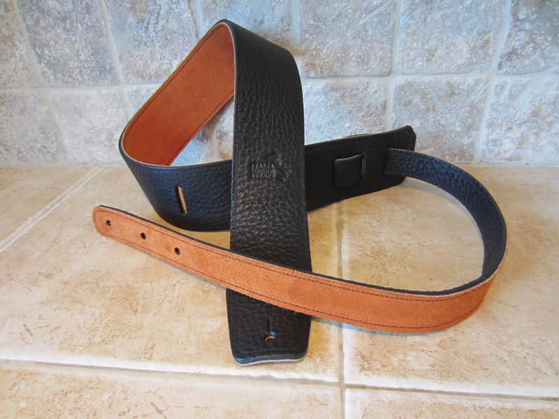 Italia Leather Straps 2.5 INCH WIDE BLACK LEATHER GUITAR STRAP 2026 image 1