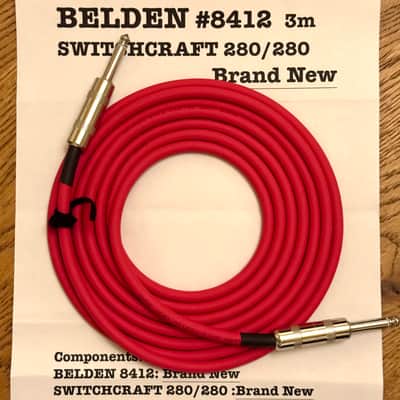 BELDEN 8412 Guitar Cable 3m（10ft）Red with Switchcraft 280/280 – Brand New image 1