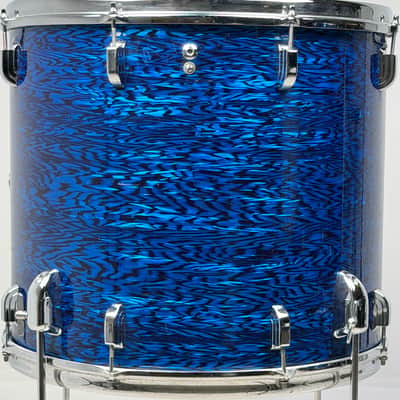 Leedy 20/13/16/18" Vintage 60's Drum Set - Blue Agate Partial Rewrap image 9
