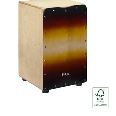 Stagg Cajon Drum Birch Wood, Sunburst With Padded Bag Case image 2
