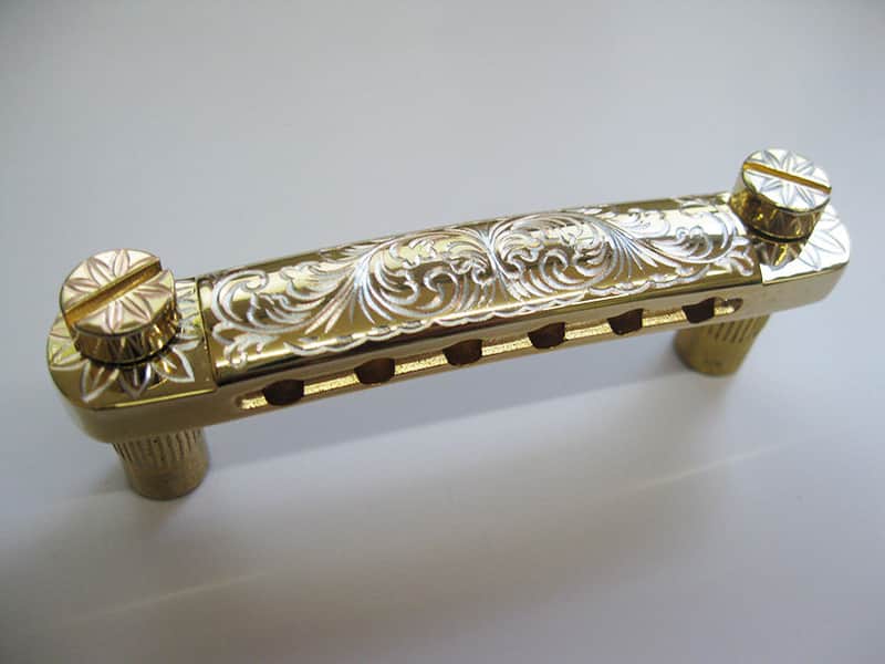 Gold Vintage Engraved Top Les Paul SG Style Guitar Tune O Matic Stopbar Tailpiece image 1