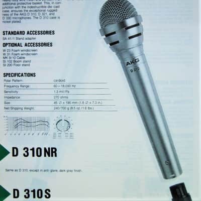 Vintage 1970's AKG D310 dynamic cardioid microphone Low Z w accessories # 1 D190E D1000E D330BT image 2