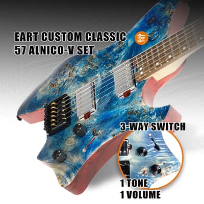 Eart GW2 Headless Electric Guitar, Right Handed, Roasted Padauk+Poplar Burl Body, 24 Stainless Steel Frets image 3