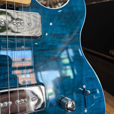 Ernie Ball Music Man Axis Super Sport MM90 Tremolo Electric Guitar 2012 Translucent Blue w/Hard Case image 9