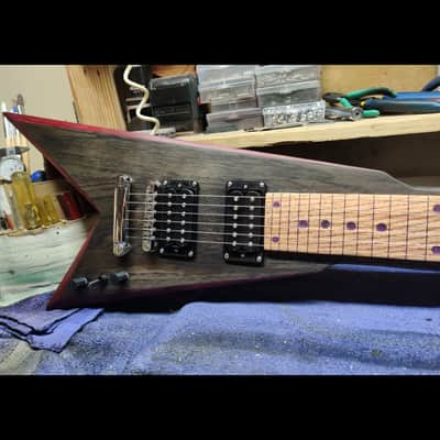 HandMade Lap Steel Guitar - Black / Brown Stain - Red Bevels - Satin Relic Finish - USA Made image 8