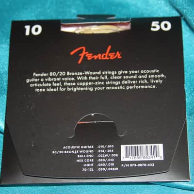 Fender 80/20 Bronze Acoustic 12 String set, Ball End, 70-12L .010-.050 Gauges image 2