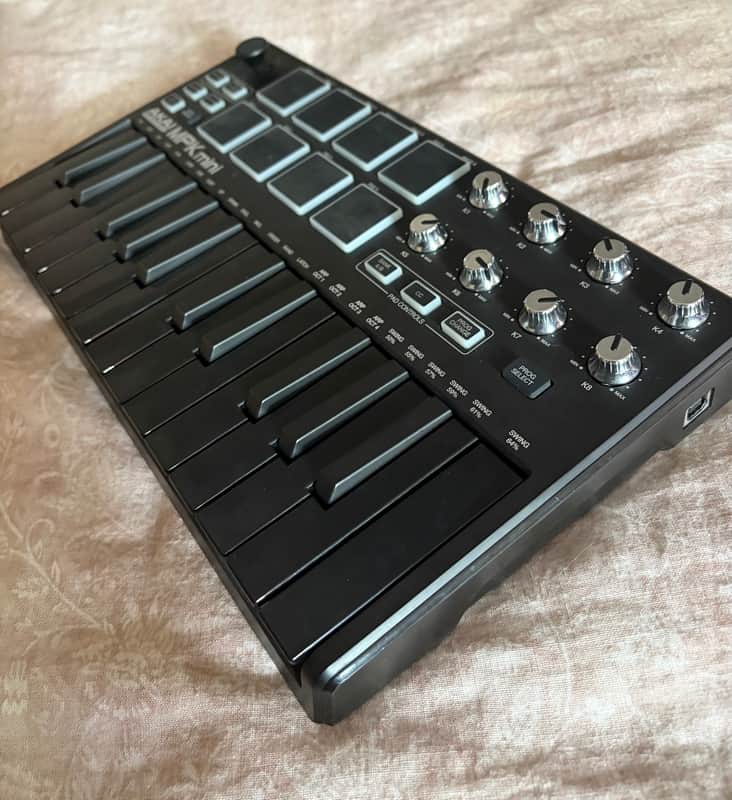 Akai MPK Mini MKII 25-Key MIDI Controller 2014 - Present - Black with Black Keys image 1