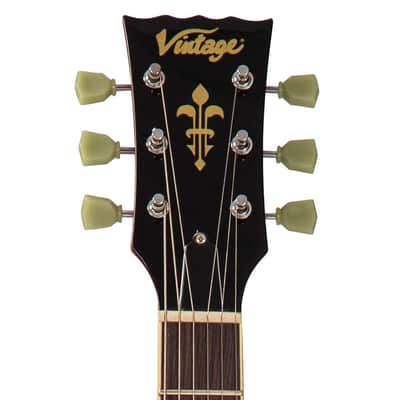Vintage V100T ReIssued Electric Guitar ~ Flamed Thru Honeyburst image 7