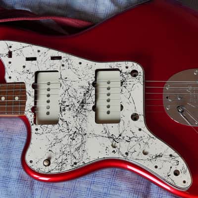 Pickguard Fender Jazzmaster Made in japan MIJ CIJ white marble offset Left hand Lefty mancino image 3