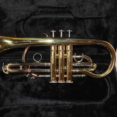 JZ Music Cornet Gold Lacquer with case + Bach 5C mouthpiece used image 5