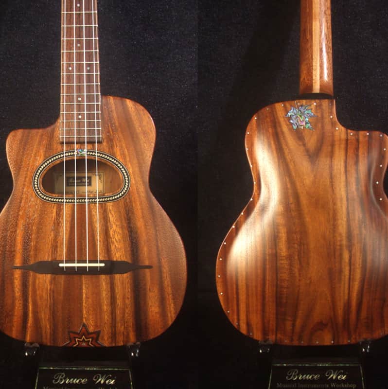 Handcrafted Left-hand Gypsy Tenor Ukulele Solid Acacia, Archback, Abalone Inlay, Soft-bag, Bruce Wei GY17-2119 image 1