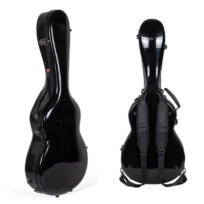 Crossrock Fiberglass Case fits 12-Fret 000/OM Acoustic Guitars, with Accessory Compartment, Backpack Straps, TSA Lock-Black (CRF2020-00012BK) image 3