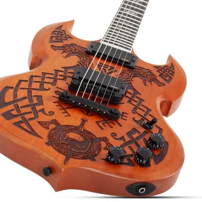 Wylde Audio Natural Satin Barbarian Carveworks Guitar image 2