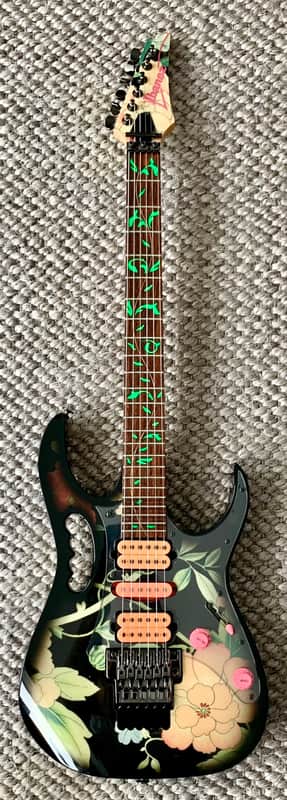 Ibanez JEM77-FP Steve Vai Signature Black Floral Pattern | Reverb
