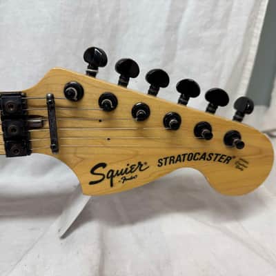 Squier by Fender MIJ Made In Japan Stratocaster Guitar with Floyd Rose + EMGs Upgrades + Case 1985 - 1986 - Black / Maple neck image 7
