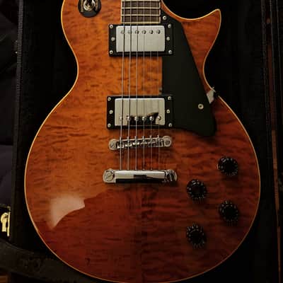 Oscar Schmidt OE20QTE By: Washburn Les Paul Style Electric Guitar With Strap & Hardshell Case image 4