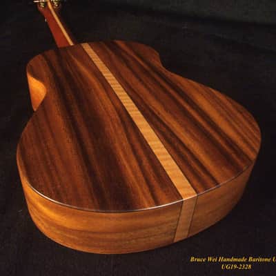 Handmade Baritone Ukulele, Solid Hawaiian Koa, Spruce & Acacia, 4 String, Turtle Soundhole, Soft-bag Bruce Wei UG19-2328 image 9